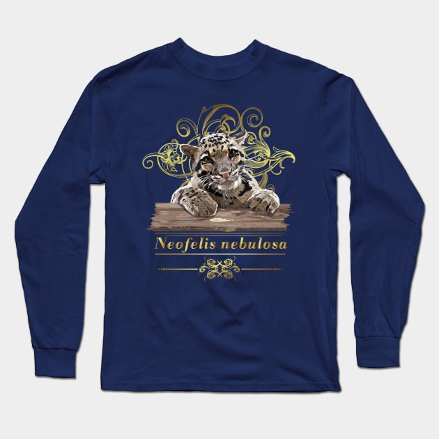 clouded leopard Long Sleeve T-Shirt by obscurite